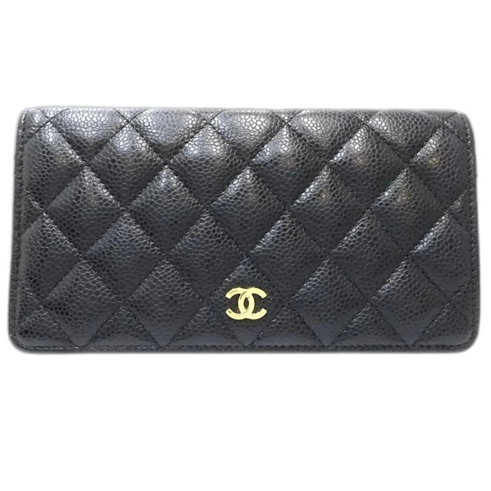 CHANEL Black Caviar Leather Wallet